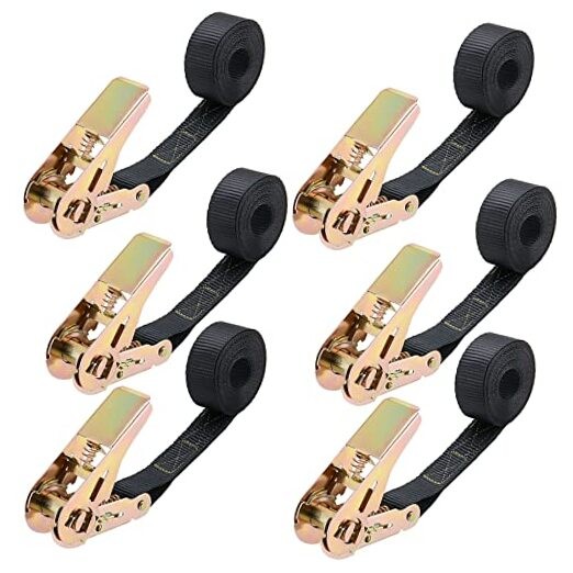 6 Pack 1 Inch x 8 Ft Endless Ratchet Tie Down Straps, 1800 lbs Break Strength gallery