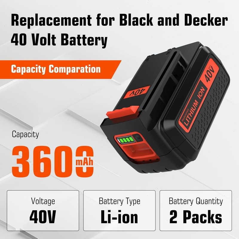 40V 2.0Ah for Black Decker 40 Volt Max Lithium Battery OR Charger LBXR36 LBX2040 gallery