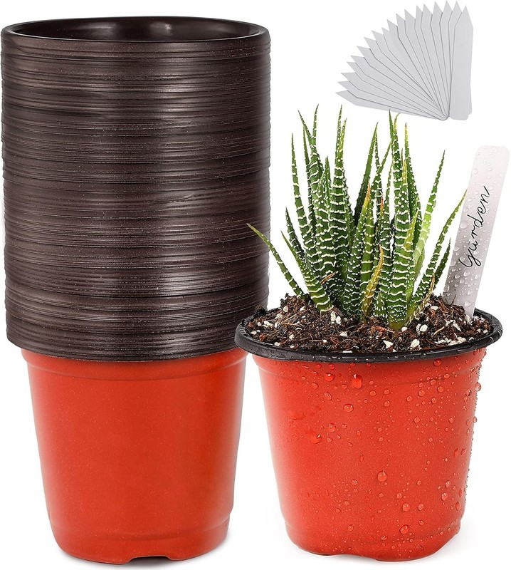 4" Plastic Planter Pots - 50 Count with 50 Labels for Indoor/Outdoor Use gallery
