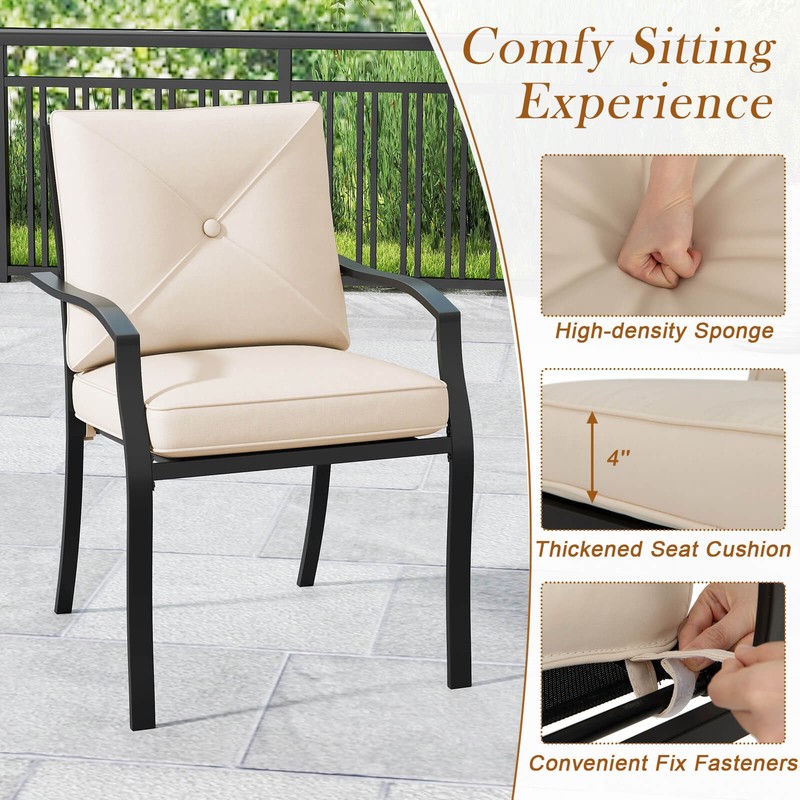 Patiojoy Patio 2PCS Dining Chairs Stackable Removable Cushions Garden Deck gallery