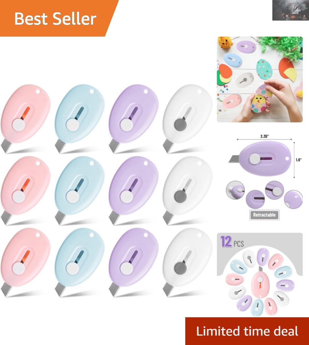Pastel Mini Box Cutters - 12 Pack Retractable Utility Knives for Everyday Use gallery