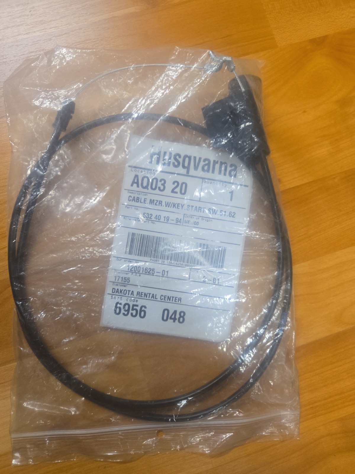 Husqvarna Cable MZR With Key Start Switch 532401994 gallery
