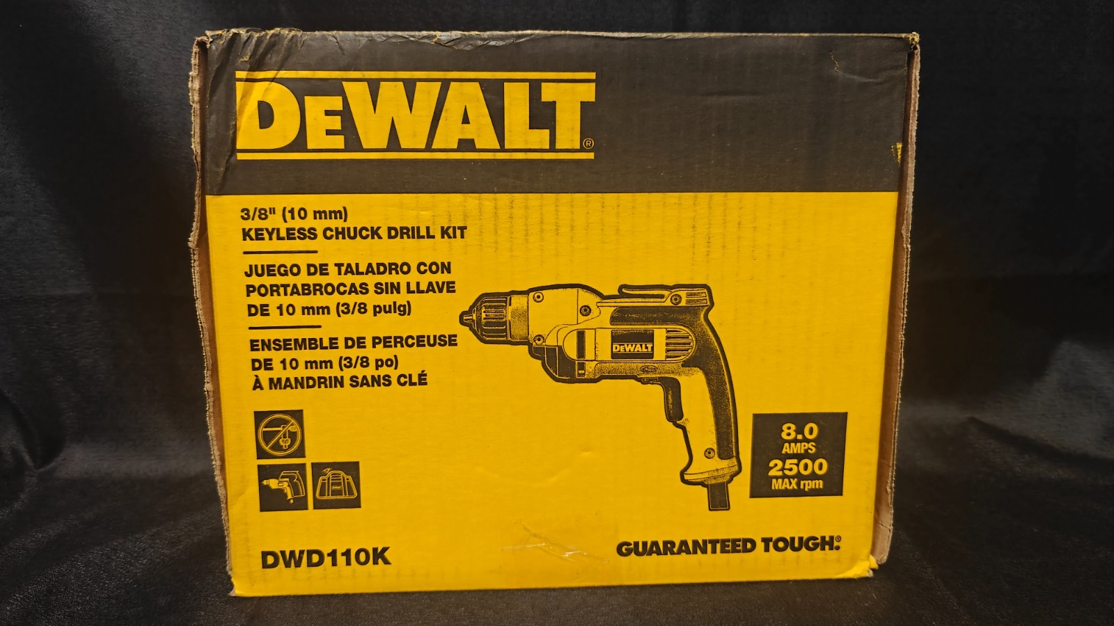 DEWALT DWD110K 3/8 in. Variable Speed Corded Drill Kit with Tool Bag BRAND NEW gallery