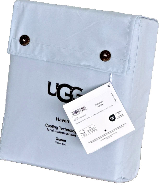 NWT UGG® "HAVEN" QUEEN SHEET SET-COOLING TECH. ALL-SEASON COMFORT-Noble Blue gallery
