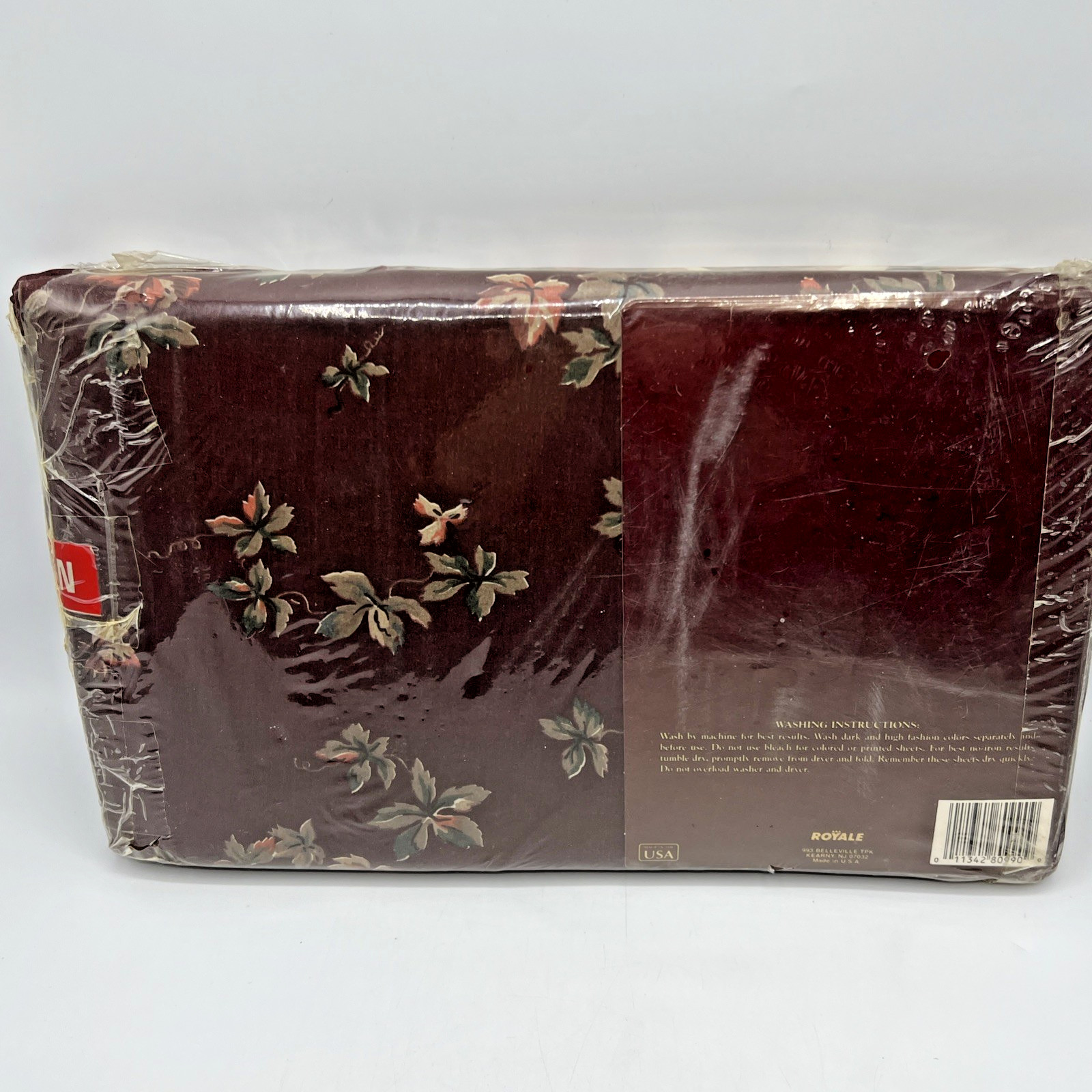 Royale Gold Collection Twin Sheet Set Pillowcase Wine Floral Ruffle gallery