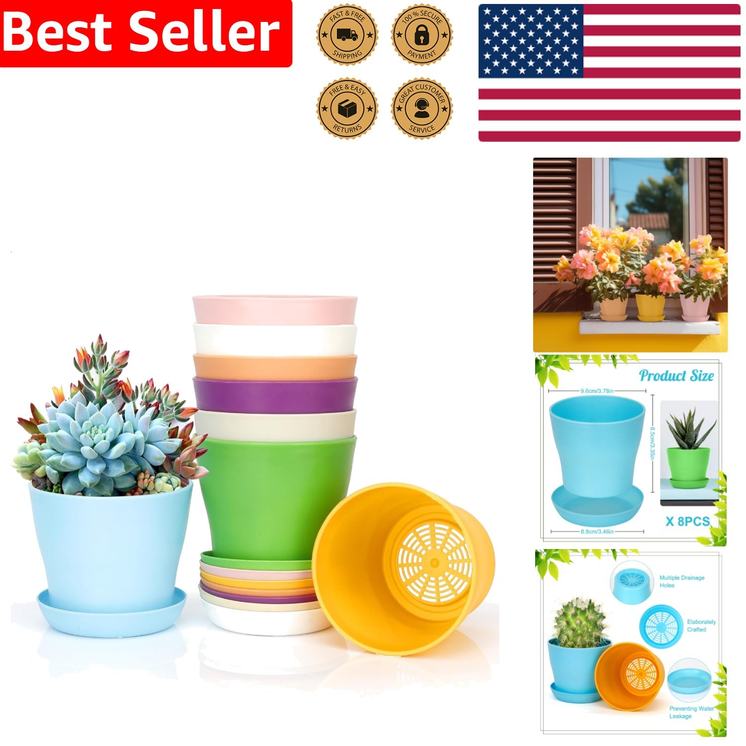 Cute Plant Pots 8 Pack Small Plastic Nursery Planters With Trays Indoor Outdoor gallery