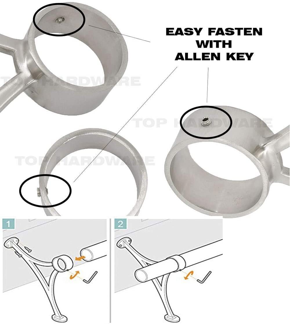 2 Pcs Stainless Steel 316 Grade Bar & Floor Mount Combination Foot Rail Bracket gallery