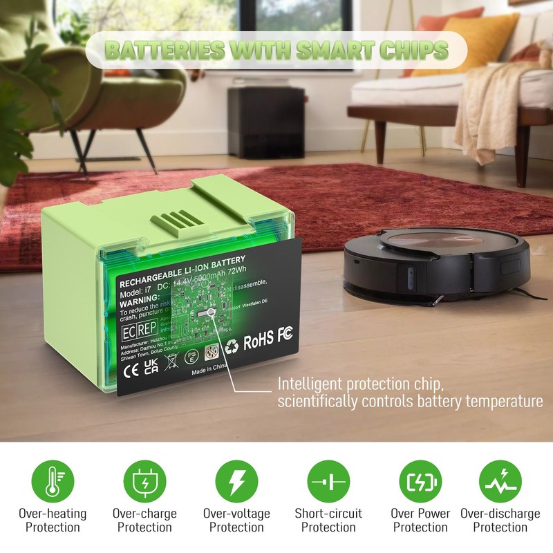 Battery ABL-D1 For iRobot Roomba i7 E5 E6 i1 i2 i3 i4 i5 14.4Volt 5.0Ah Battery gallery