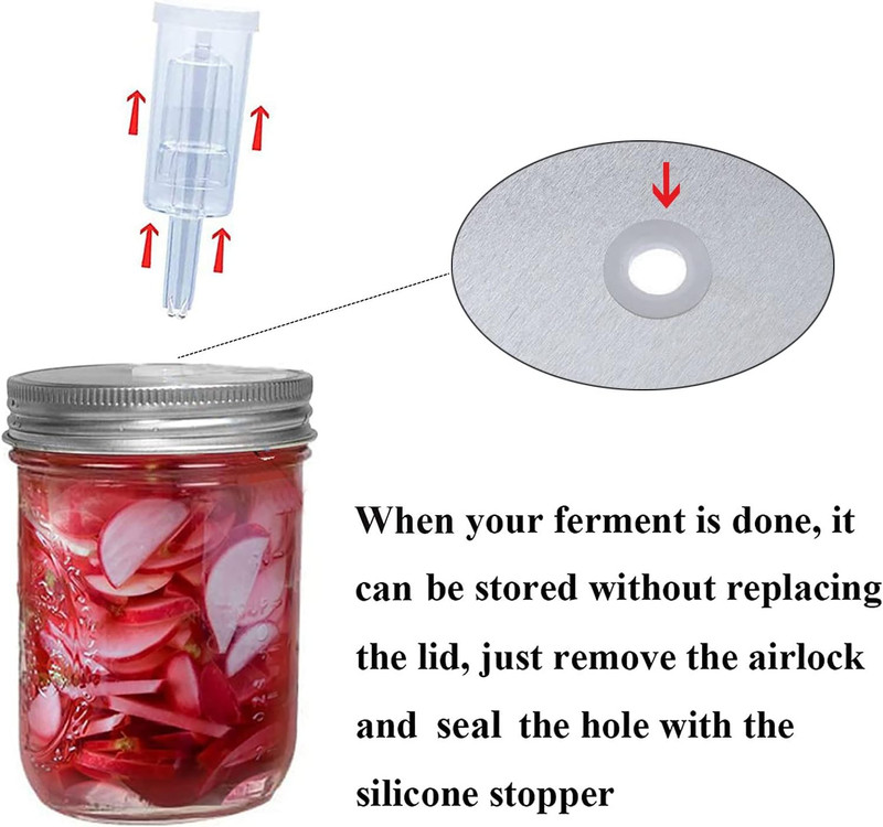 Fermentation Lids, 6 Set Fermentation Kit for Wide Mouth Jars, 6 Stainless Steel gallery
