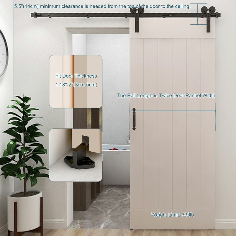 Sliding Barn Door Hardware Track Kit 4FT/5FT/6FT/6.6FT/8FT for Single Wood Door gallery