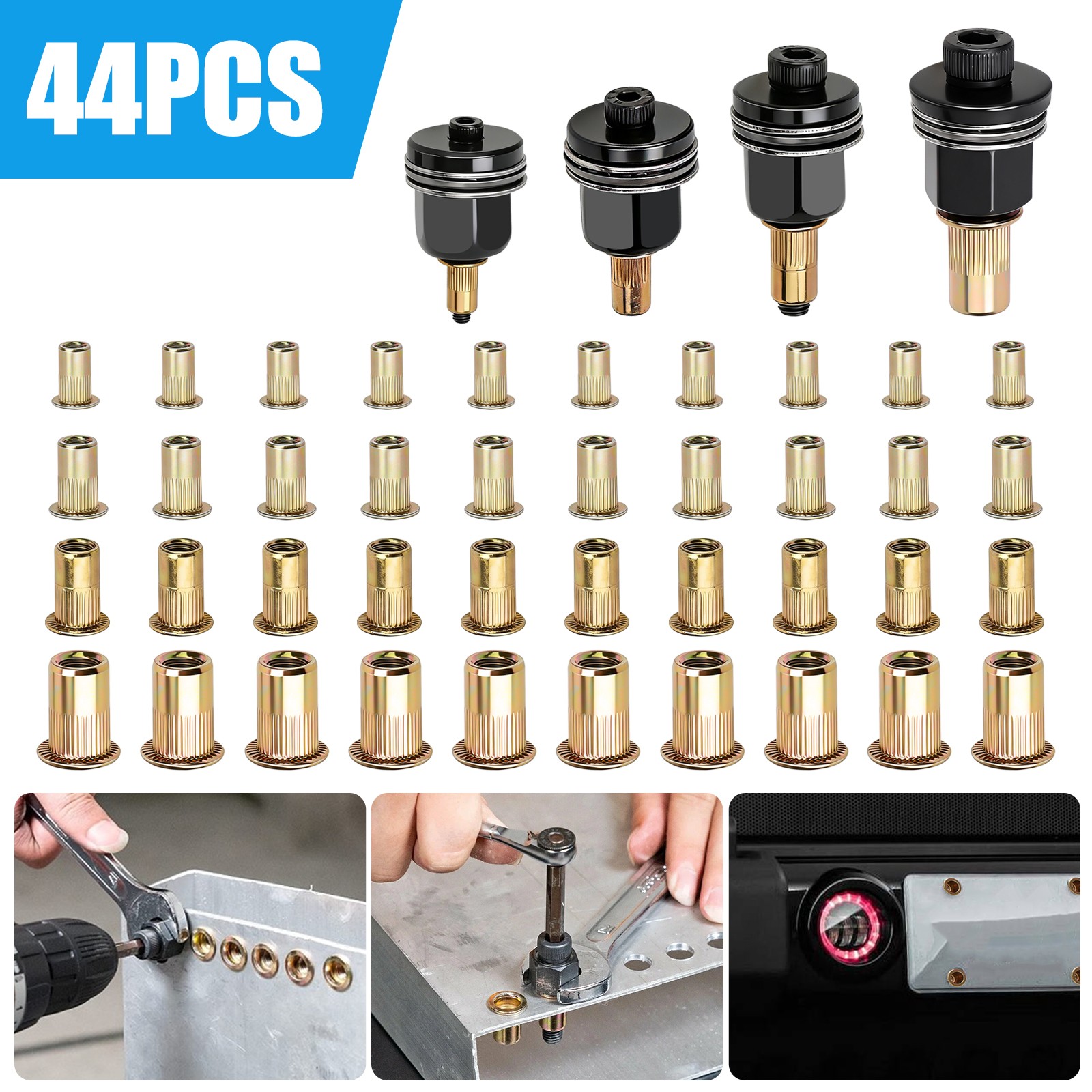44× Heavy Duty Rivet Nut Rivnut Tool Set M3–M6 for Automotive Metal DIY Projects gallery