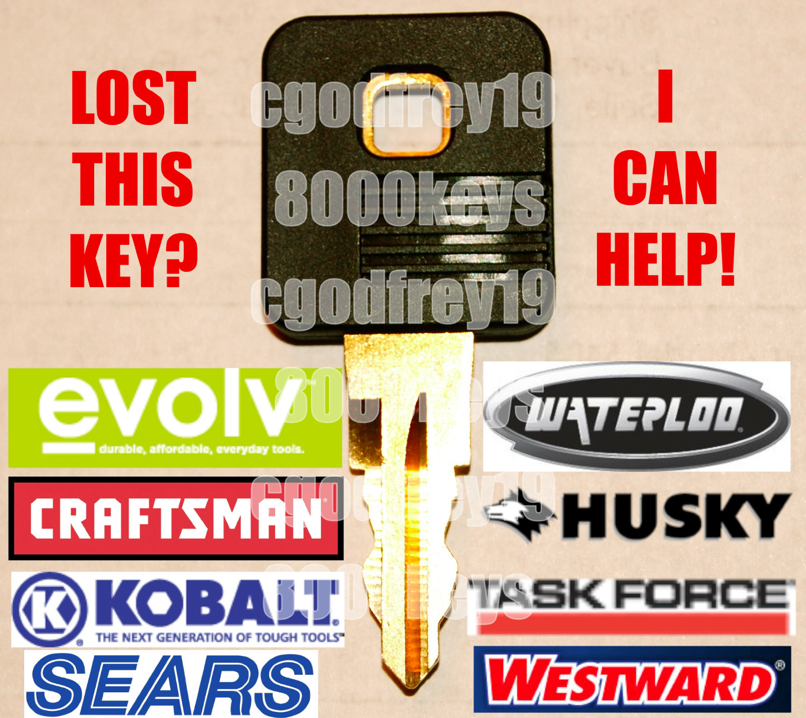 Craftsman Toolbox Replacement Key Llave CUT TO ORDER 8001-8223 8000 8100 8200 gallery