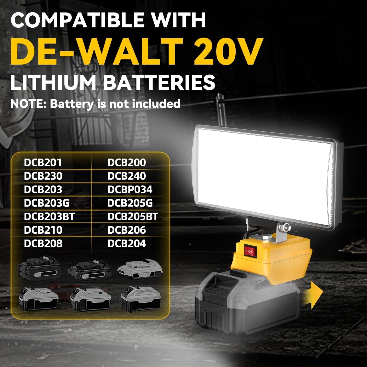 Cordless 8" LED Work Light 90W 5400LM for DeWalt 20V Battery USB gallery