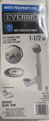 EVERBILT Twist & Close 1.5″ White Poly Pipe Bath Waste & Overflow Drain – Chrome