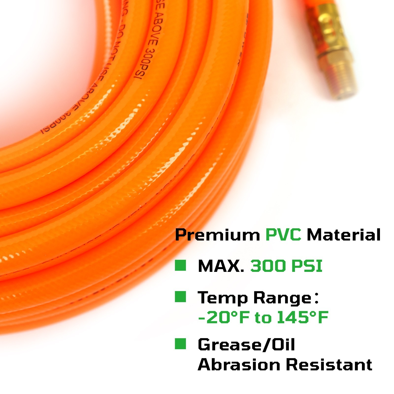 DYNAMIC POWER 3/8-Inch x 50ft Heavy-Duty Air Hose, Reinforced PVC Hose with Bras gallery