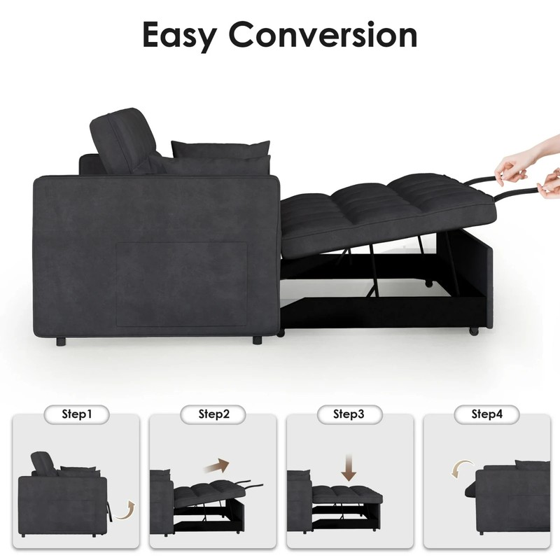 3 in 1 Convertible Sleeper Sofa Bed, Velvet Pull Out Futon Couch gallery