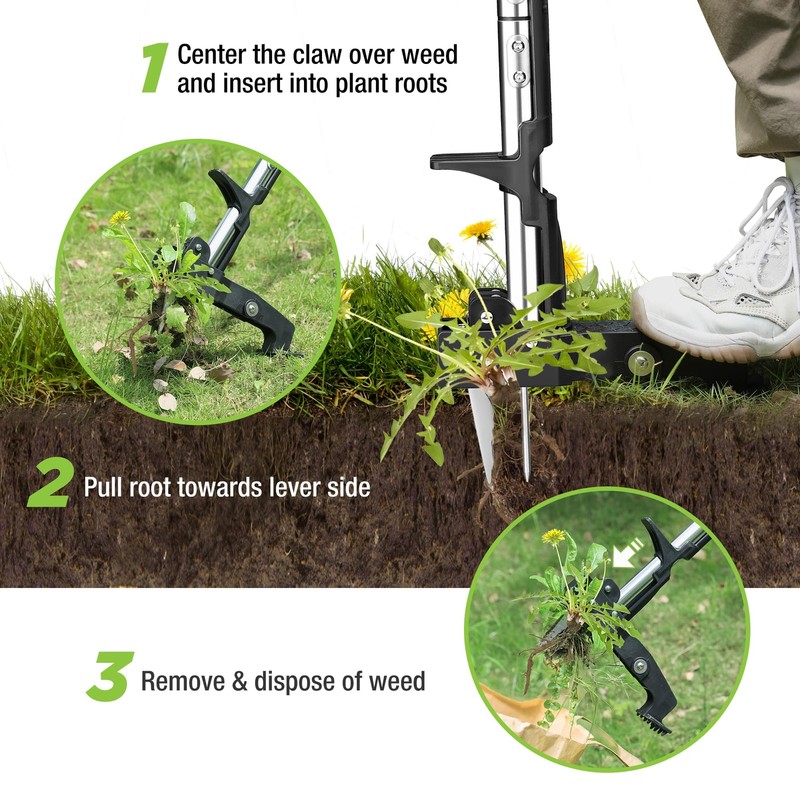 WORKPRO Stand Up Weed Puller Tools Garden Dandelion Weeder Puller w/4 Claws Head gallery