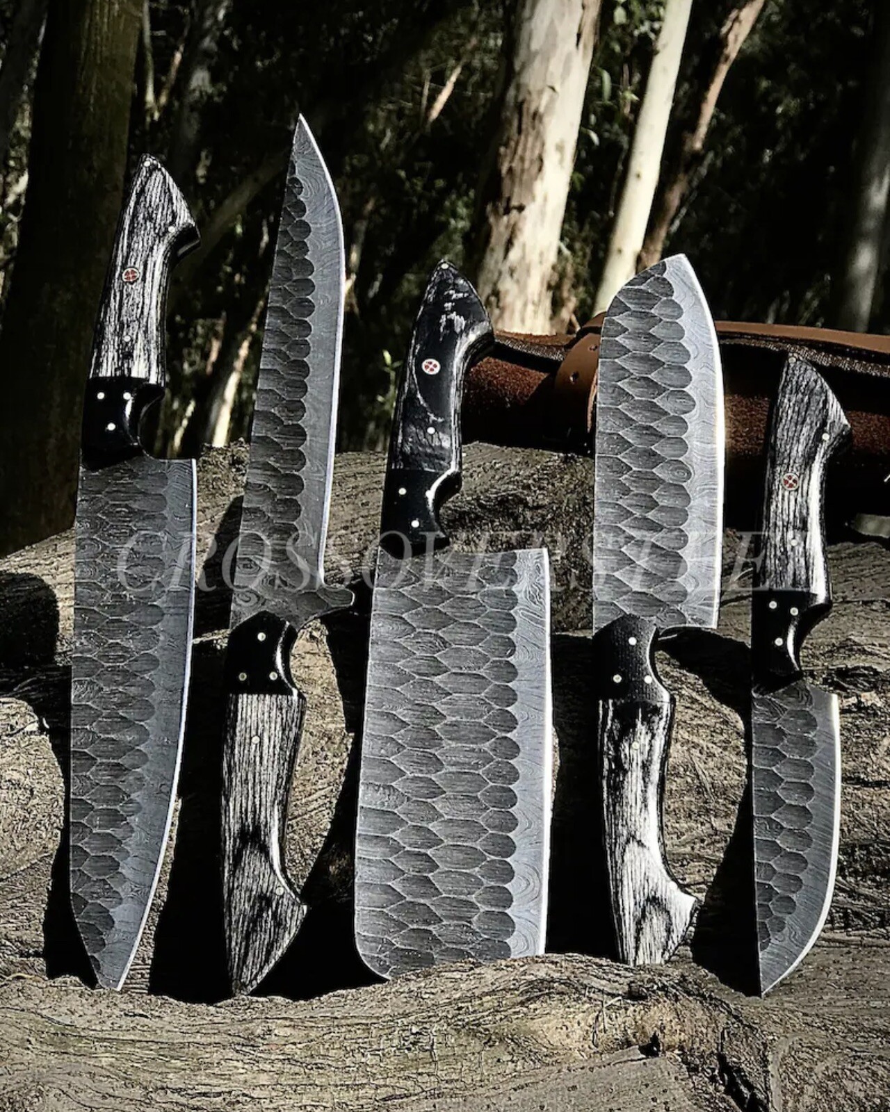 Handmade HAND FORGED DAMASCUS STEEL CHEF KNIFE Set Kitchen Knives gallery