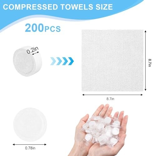 200 PCS Compressed Towels, Disposable Thick Portable Hand Towels for Travel gallery