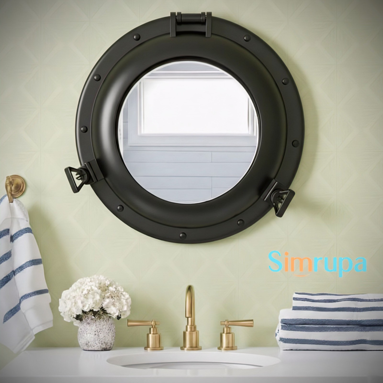 Handmade Solid Aluminum Porthole Mirror : Nautical Porthole Coastal Wall Decor gallery