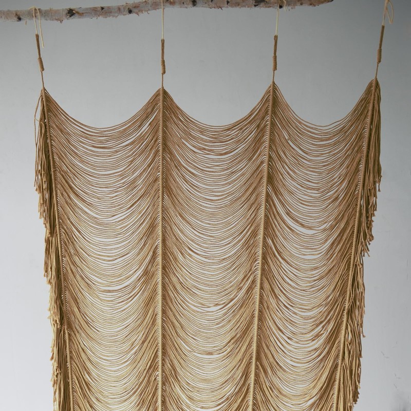 Macrame curtain boho doorway window wall decor fiber yarn art handwoven hanging gallery
