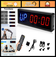 LED Countdown/Up Timer Clock Stopwatch with Remote Control for Home Gym Fitness