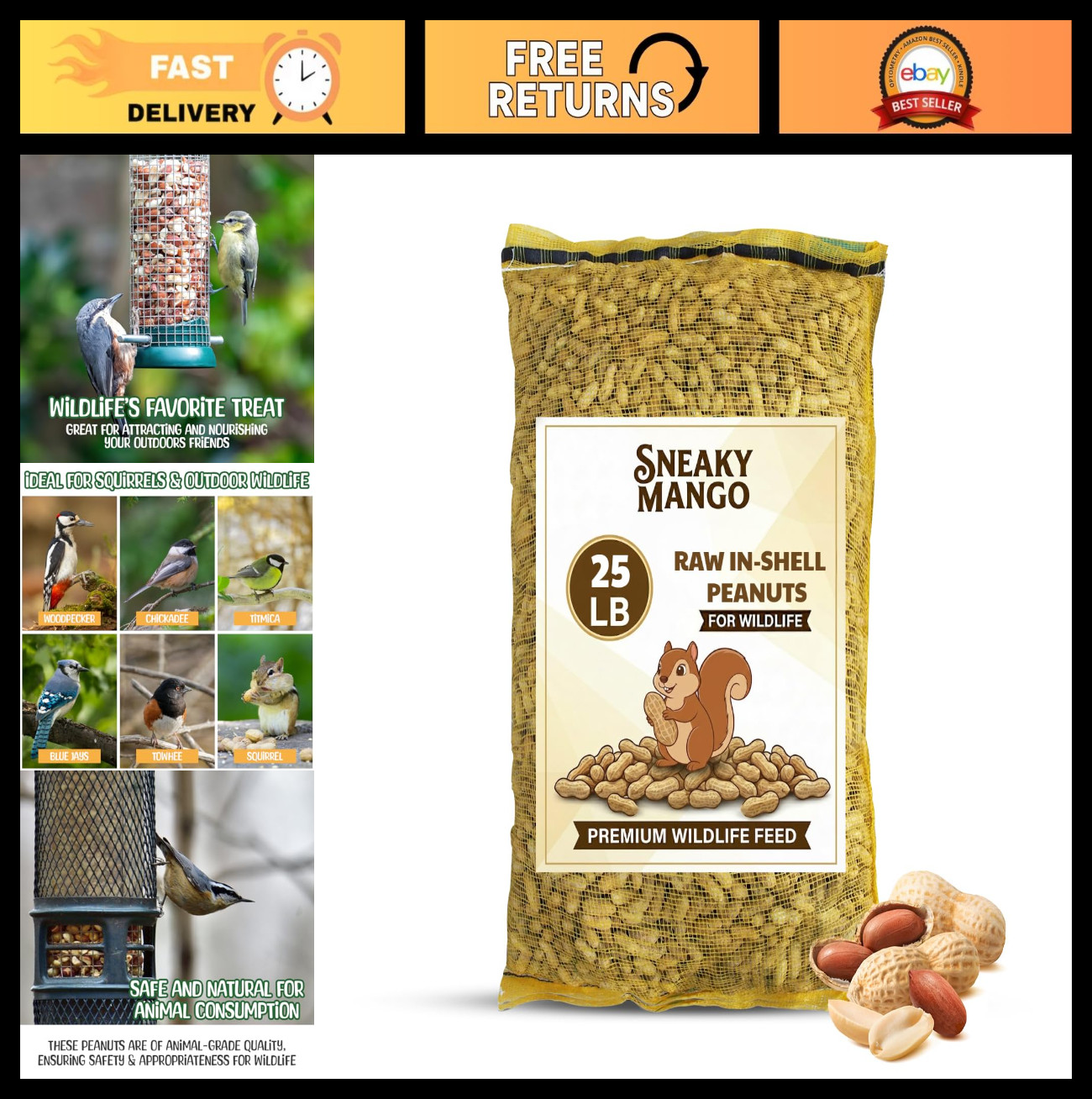 25 lb Raw Peanuts in Shell - All-Natural Wildlife Food for Squirrels, Birds & De gallery