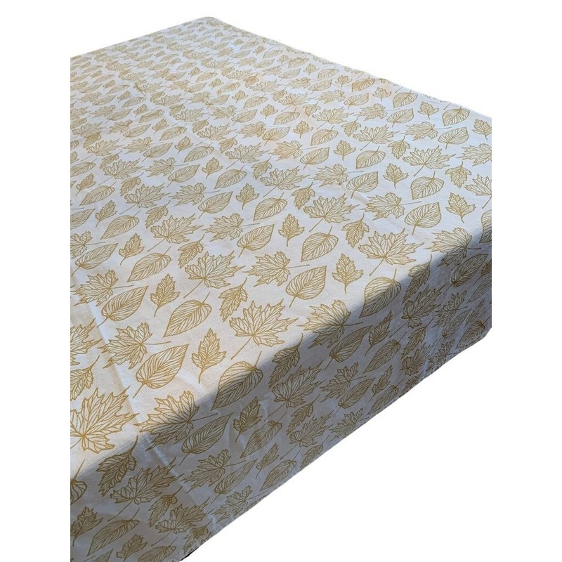 Rectangular Tablecloth Table Linen Cream with Gold Metallic Leaves 61" x 77" gallery
