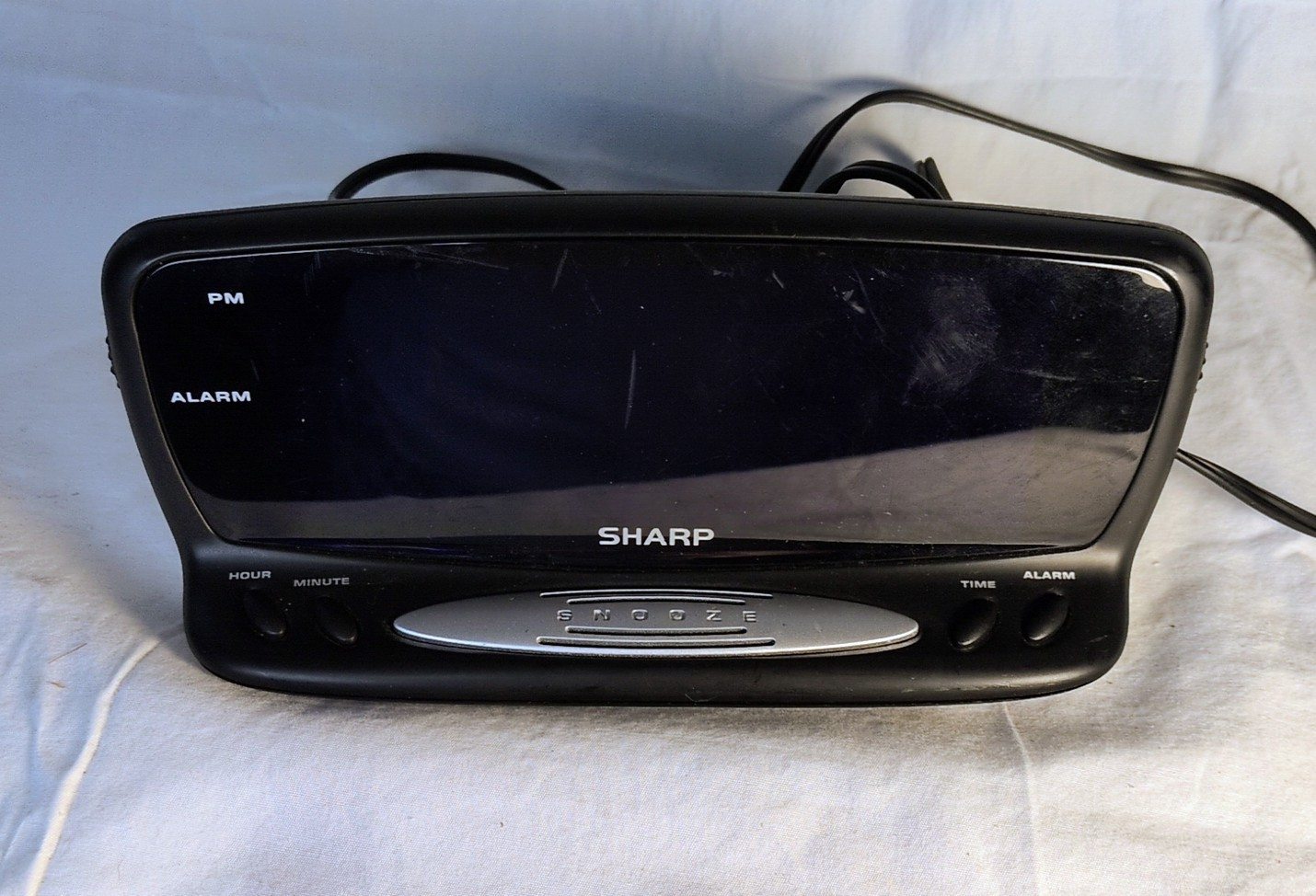 Sharp SPC1221XF Digital Alarm Clock Large Blue LED Display Black Tested Working gallery