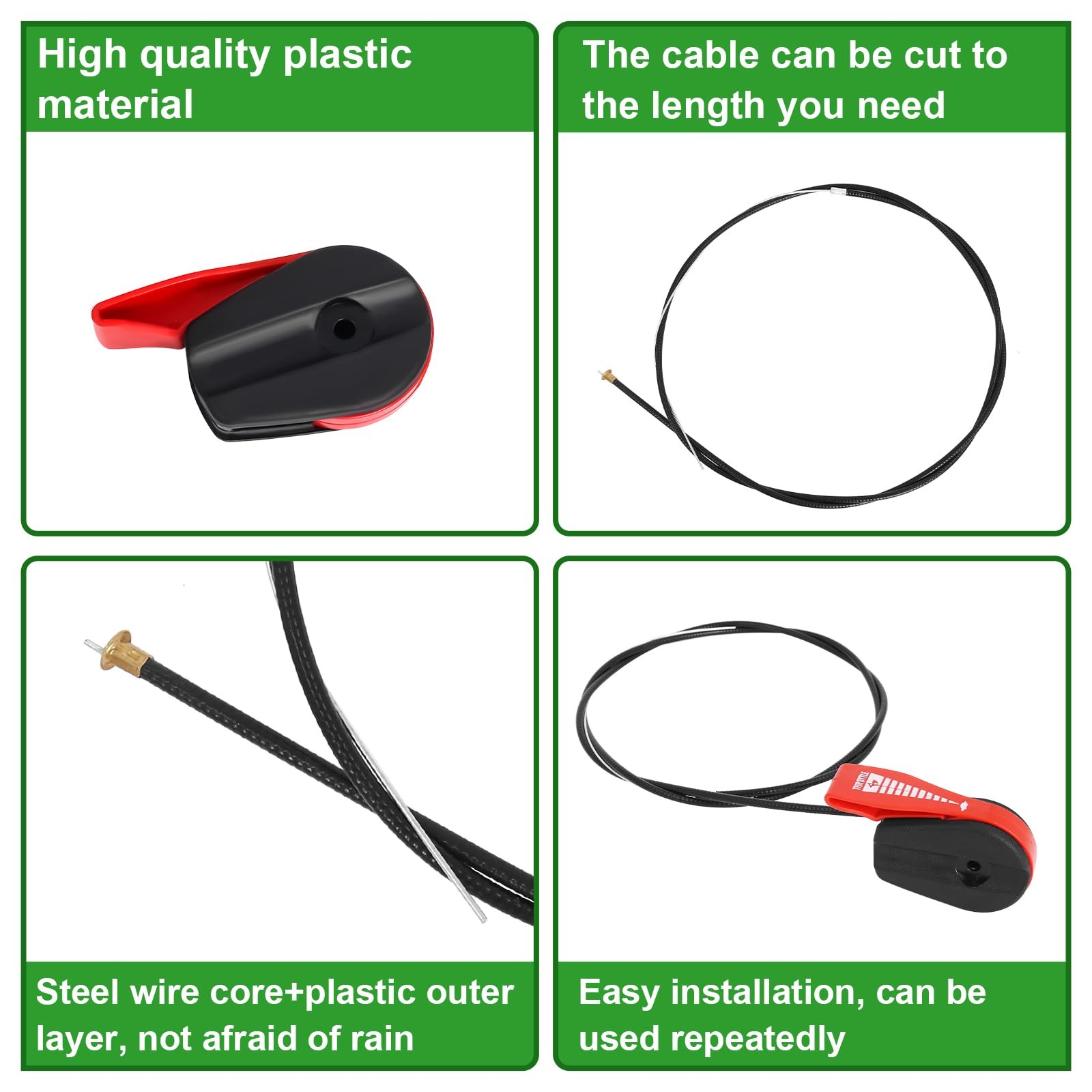 Swess 65" Lawn Mower Throttle Cable Universal Kit with Control 65IN, black gallery