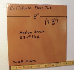 1 pc. Medium Brown Ceramic Floor Tile: 8″ X 8″ Smooth Surface + bit of flash