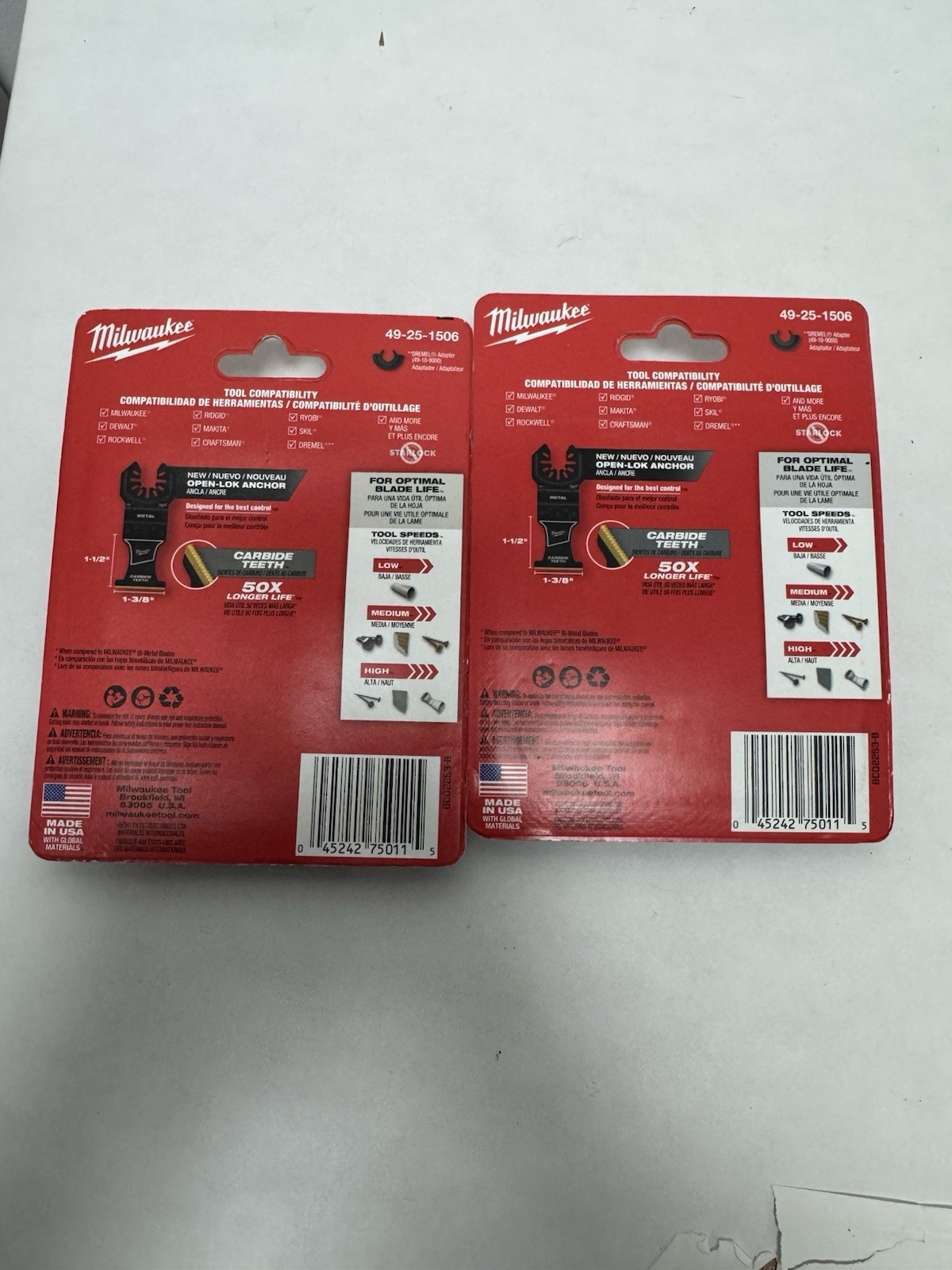 Milwaukee 49-25-1506 Oscillating Multi-Tool Metal Blade Kit - 5-Pack lot OF 2 gallery