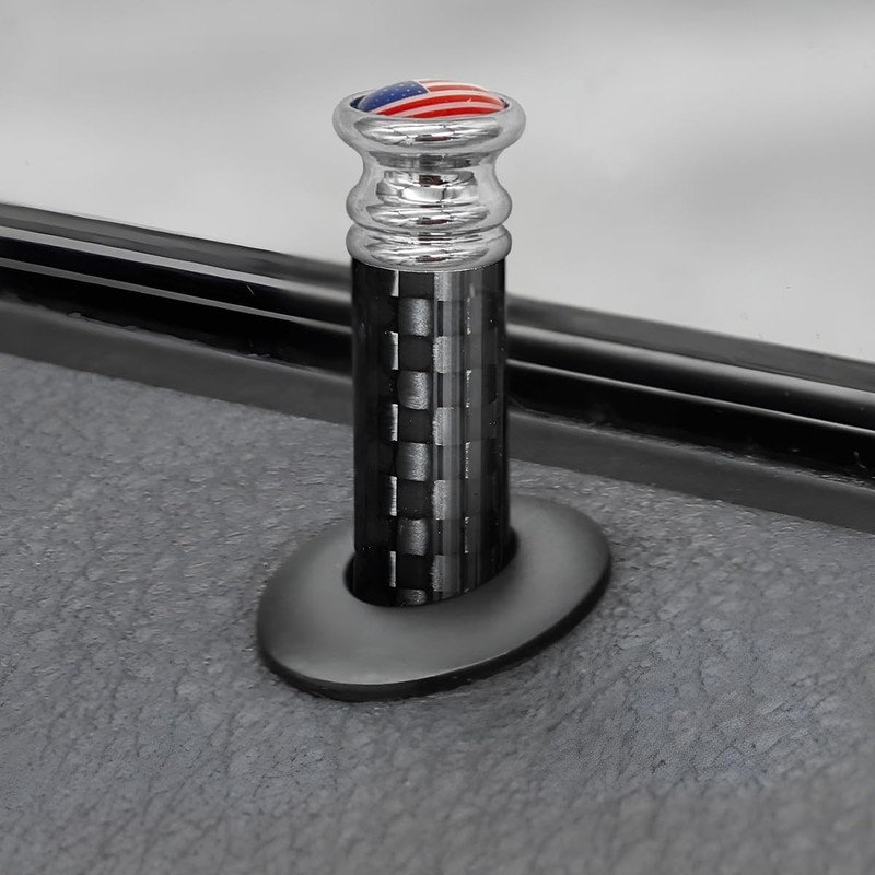 Moly Magnolia 4PCS Car Door Lock Knobs, American Flag Carbon Fiber Door Lock Pin gallery
