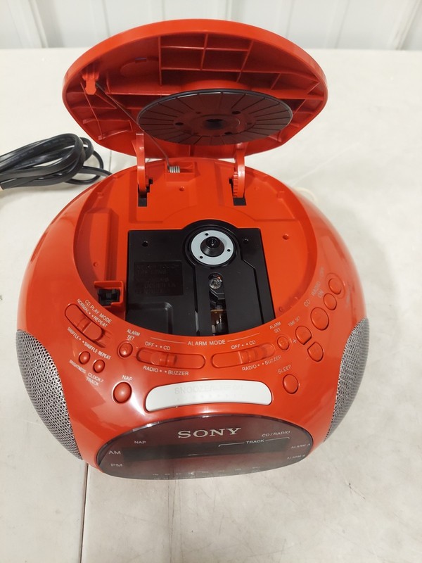 Sony Dream Machine ICF-CD831 CD Player Alarm Clock Radio Red ~Tested Works #3452 gallery