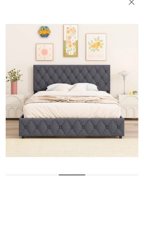 Streamdale Queen Platform Bed with 4 Drawers, Linen Headboard gallery