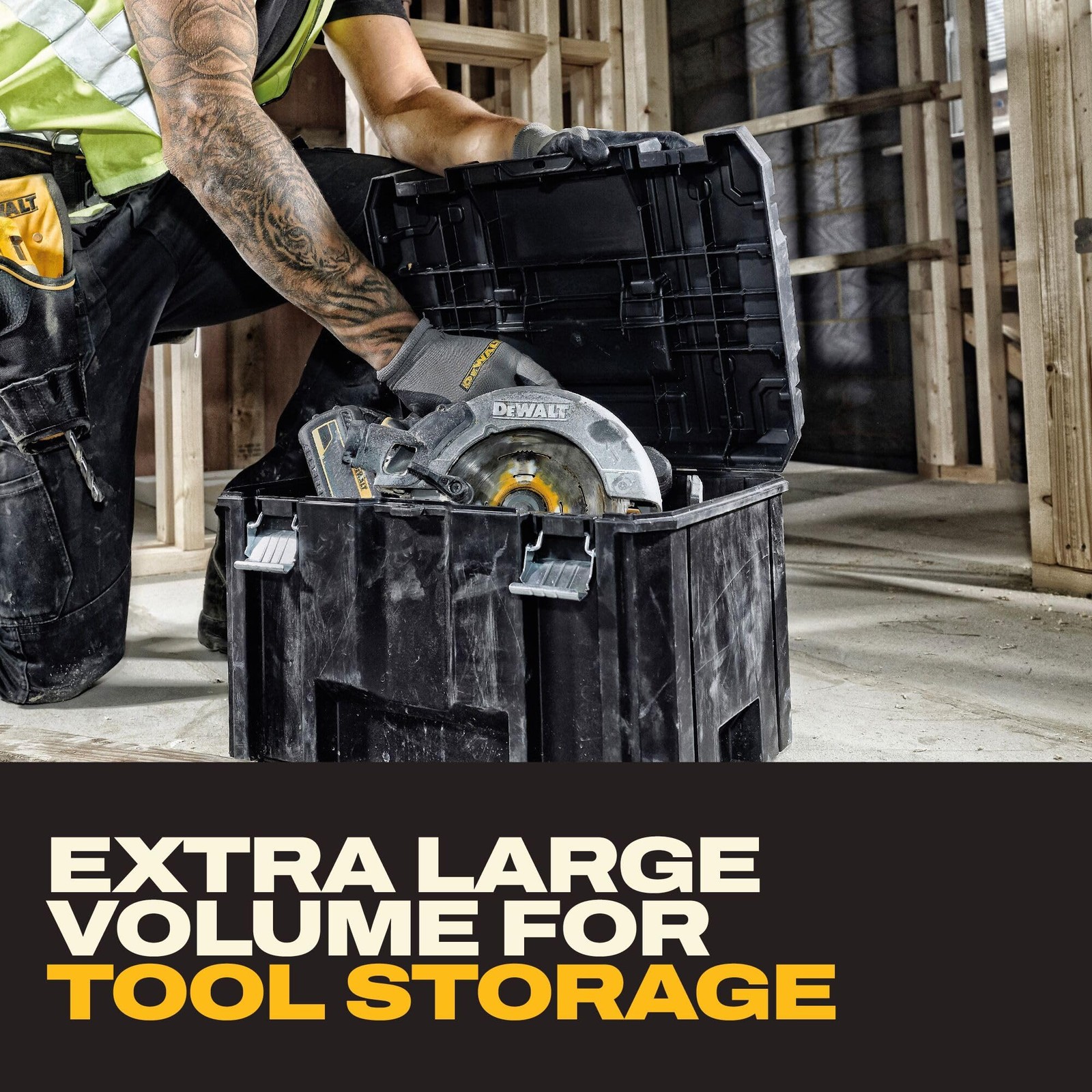 TSTAK Tool Box Extra Large Removable Tray Water Resistant DEWALT DWST17806 Easy gallery