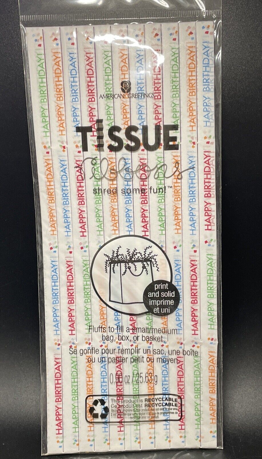 Happy Birthday Print & Solid Colored Shredded Tissue Paper gallery