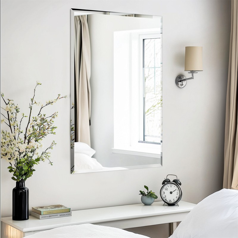 28/32 Inch Rectangular Decorative Wall Hanging Mirror Silver Glass Vanity Mirror gallery