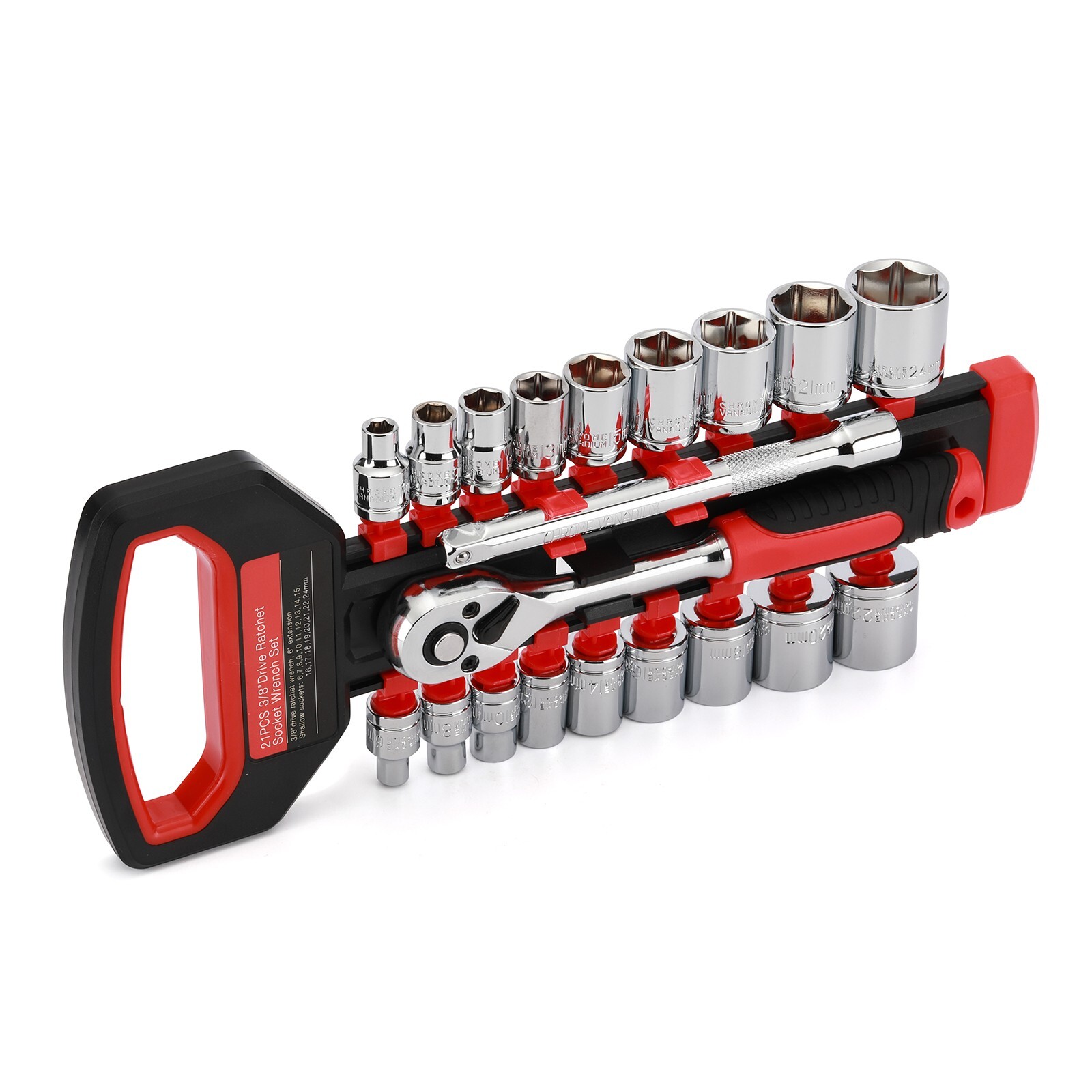 21PCS 3/8" Ratchet Socket Wrench Set, Drive Socket Set with 19 Sockets, 6 - 24mm gallery