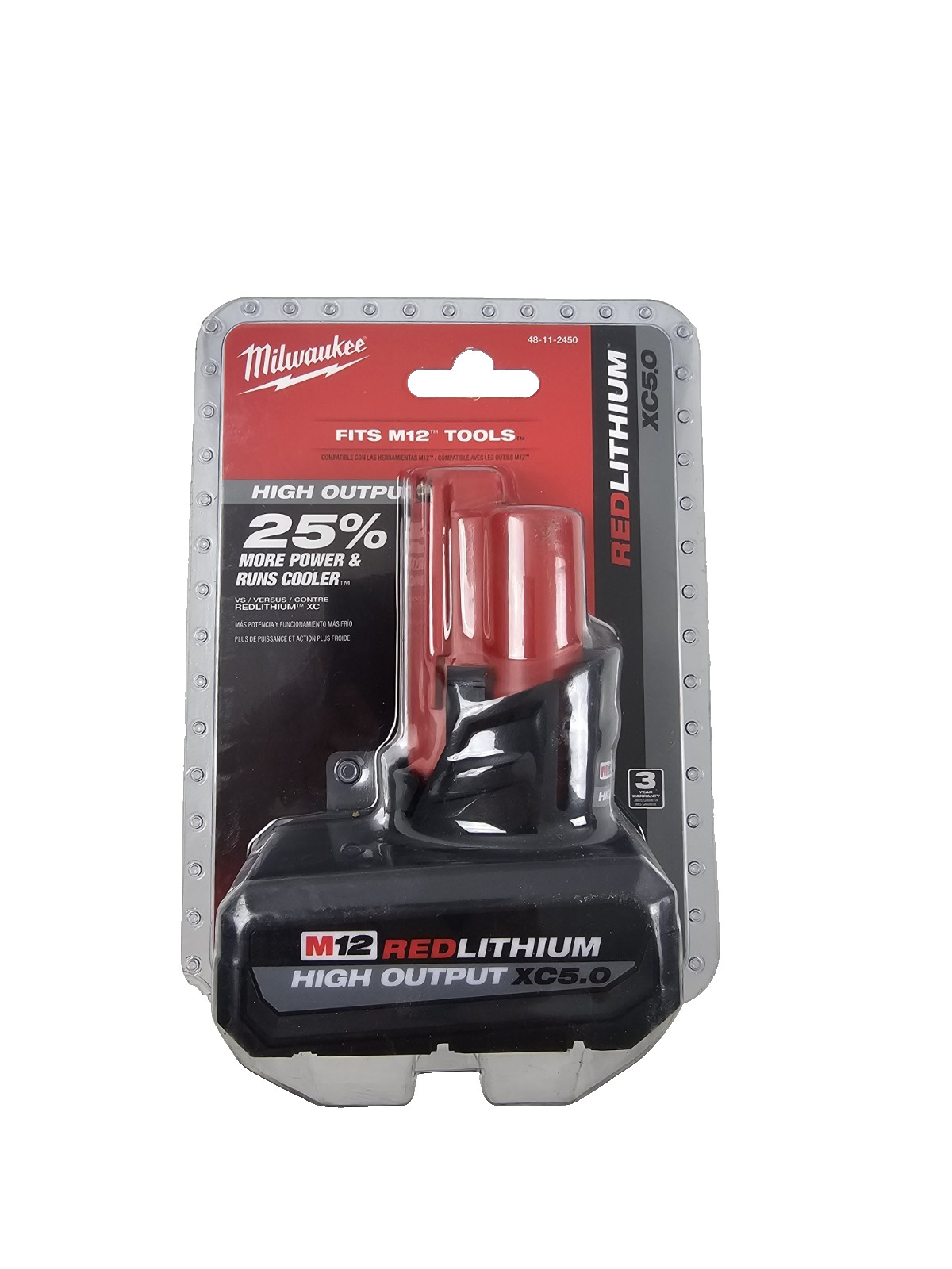 Genuine Milwaukee 48-11-2450 M12 RedLithium HIGH OUTPUT 5.0Ah XC5.0 Battery NEW gallery