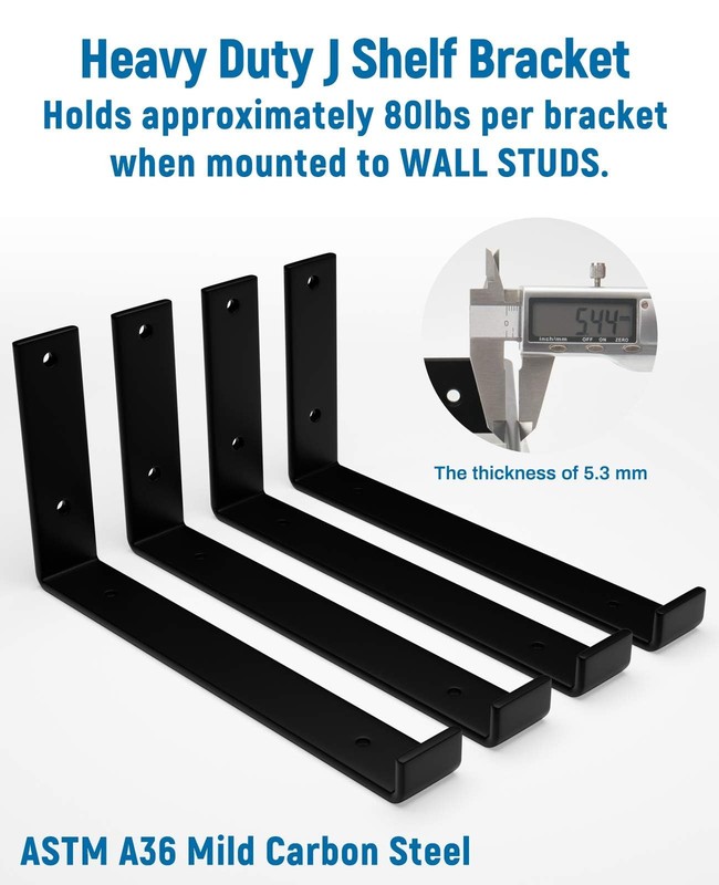 4 Pack 8 inch Floating Shelf Bracket 1/5 inch Thick Heavy Duty Bracket DIY gallery