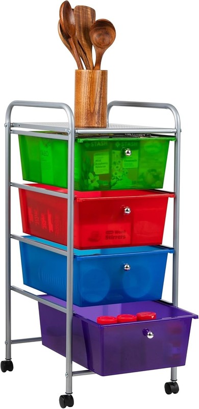 Compact Multi-Color Utility Cart: 4 Drawers for Kitchen & Craft Storage gallery
