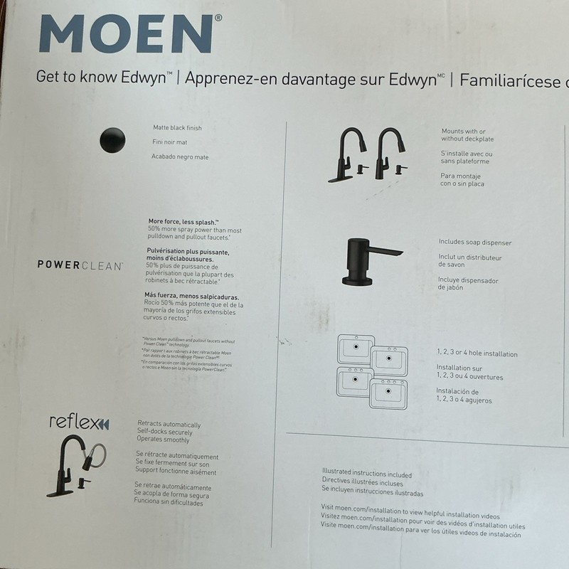 Moen 87028BL Edwin Matte Black Pull-Down 2 Function Sprayer Kitchen Faucet B172 gallery