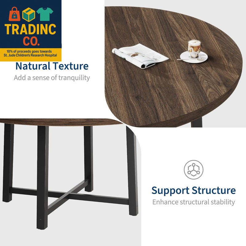 47" round Dining Table for 4, Kitchen Dining Room Table with Sturdy Metal Frame, gallery