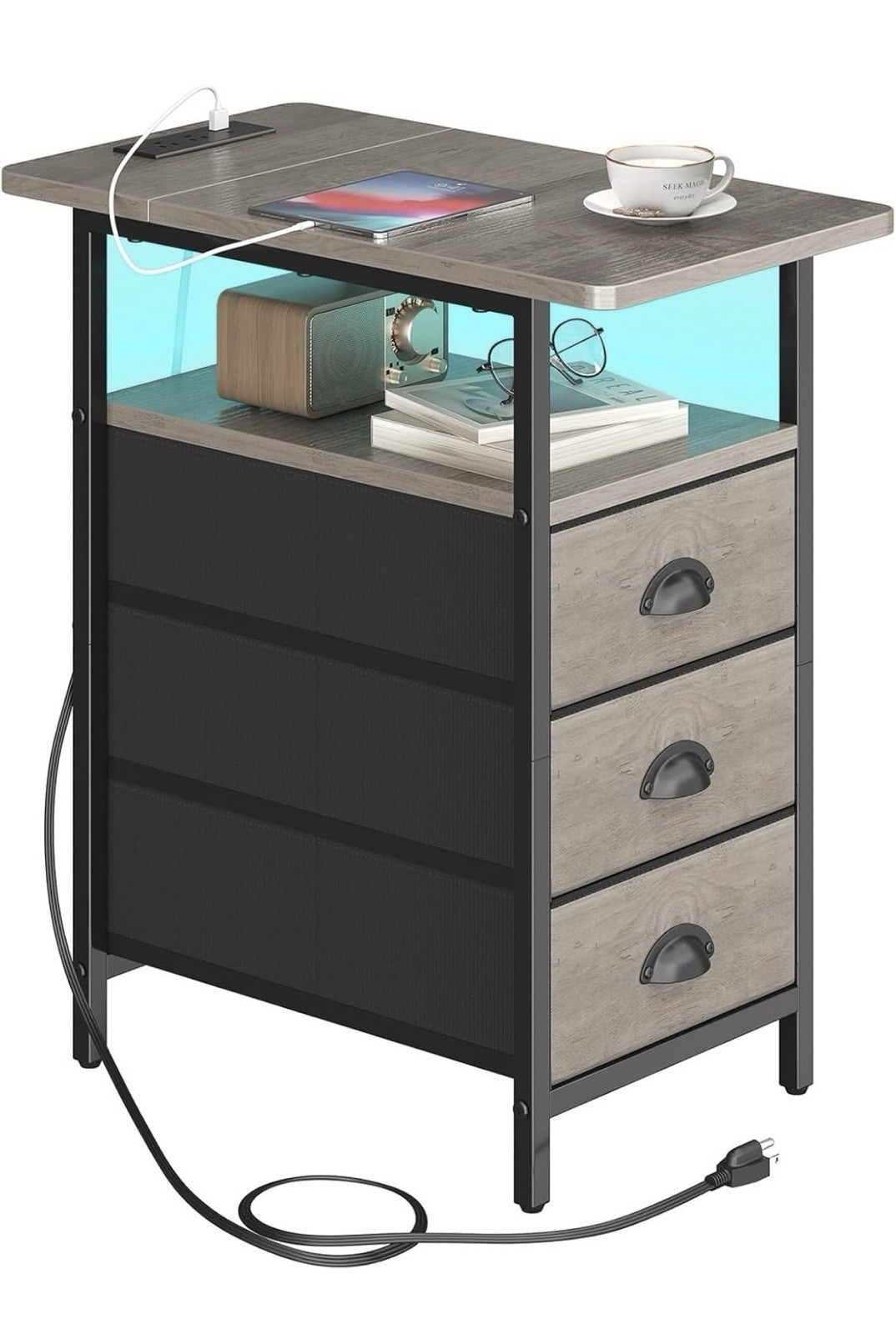 End Table with Charging Station,LED Side Tables with USB Ports and Outlets. NEW gallery