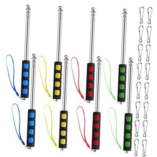Zonon 8 Pcs Portable Retractable Flag Pole Assorted Color with Clips,5 ft gallery