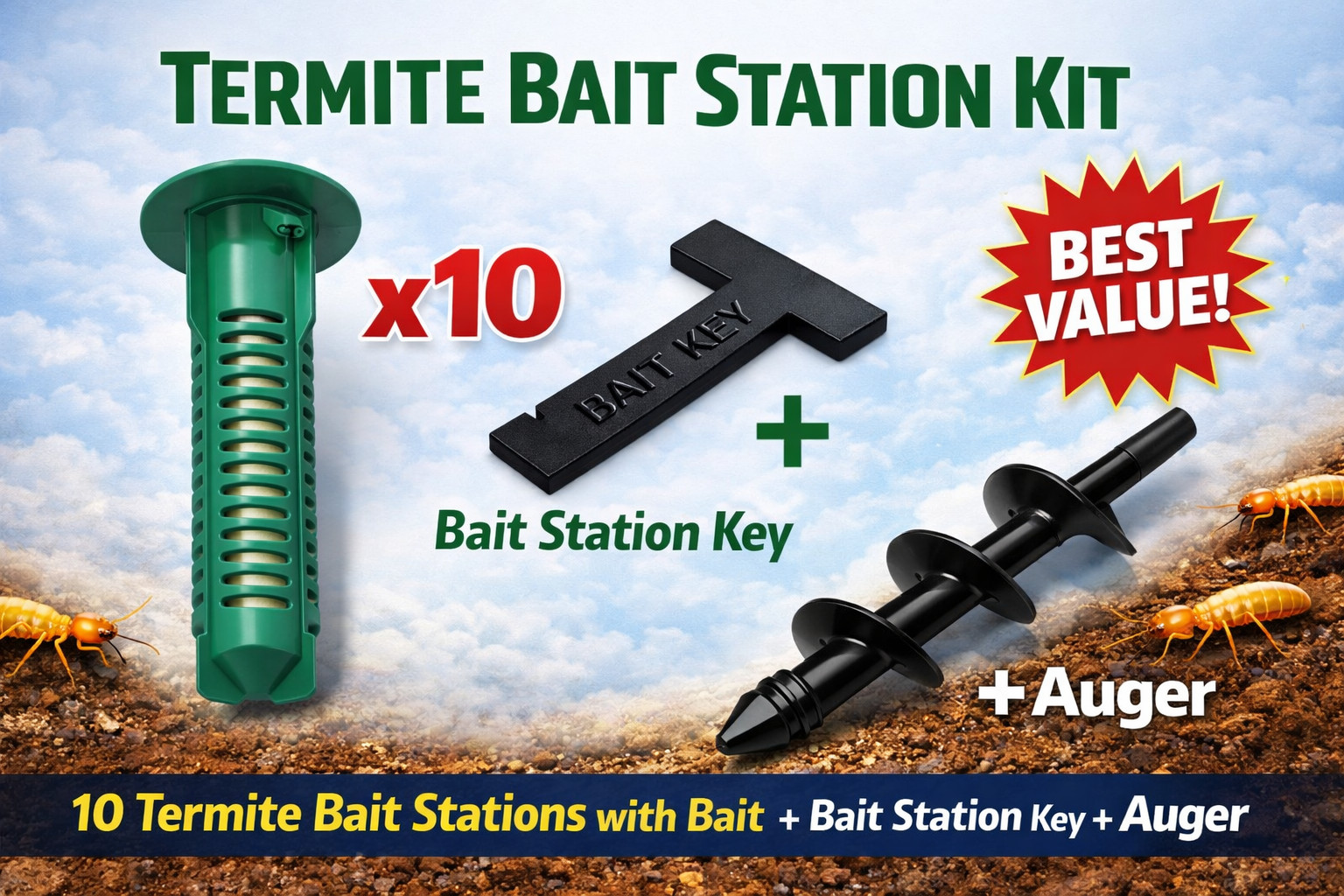 10 Termite Kill trap Kit with Auger and Key Stations gallery