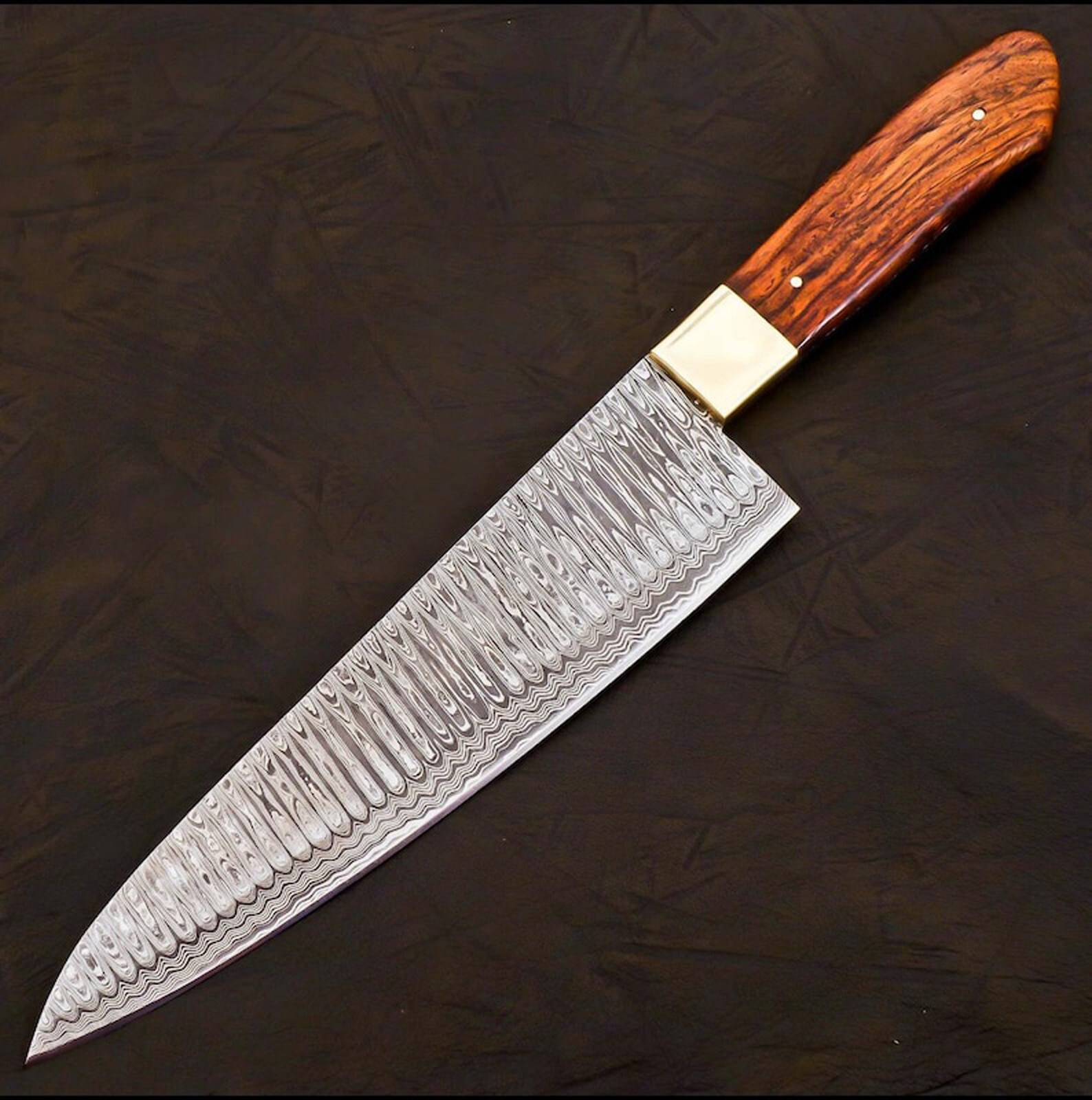 HANDMADE FORGED DAMASCUS STEEL CHEF KNIFE UTILITY KITCHEN KNIFE WOOD HANDLE 2770 gallery