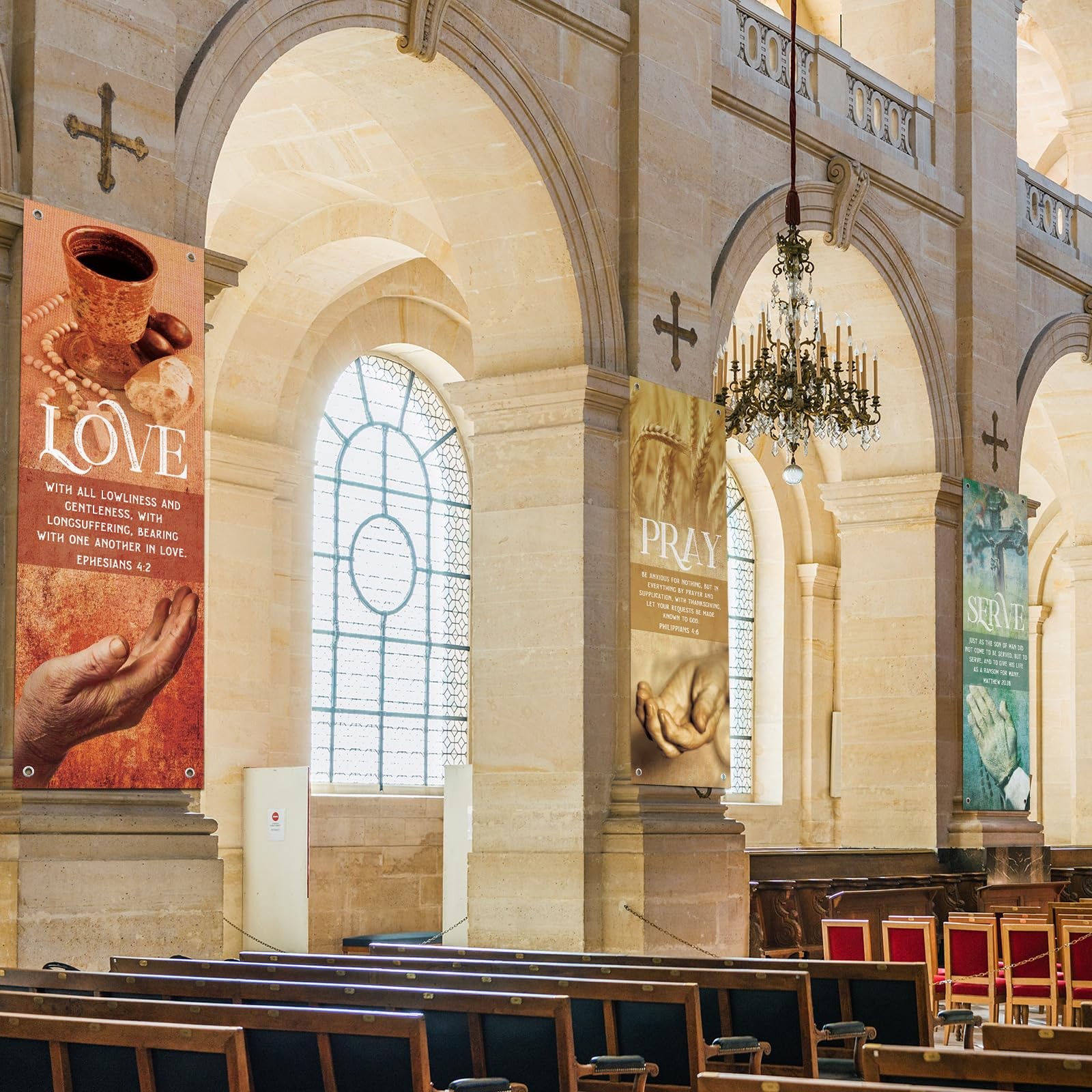 4 Pcs Church Banners with Scripture 24 x 73 inches/61 x 185 cm, multicolor gallery