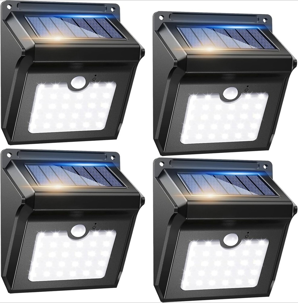 Solar Outdoor Lights Wireless Security Motion Sensor Lights 4Packs Backyard Step